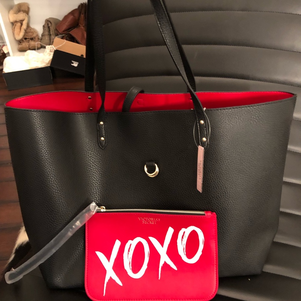 NWT Victoria’s Secret Black Leather Tote